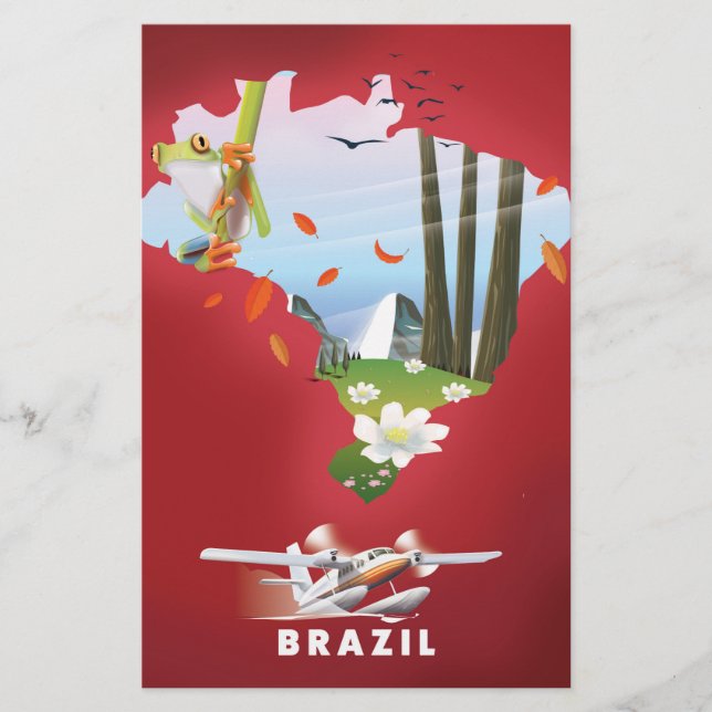 Brasilien Illustrerad reseposters. (Framsida)