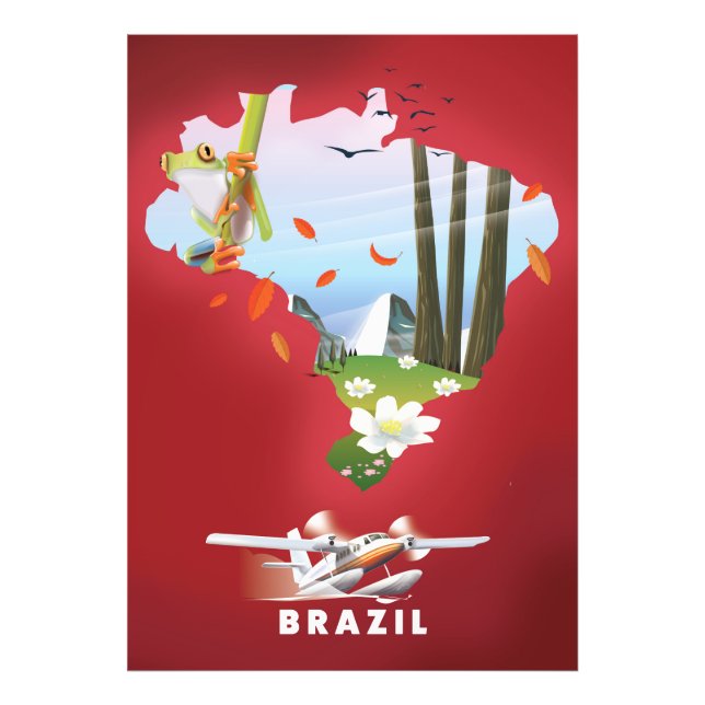 Brasilien Illustrerad reseposters. Fototryck (Framsidan)