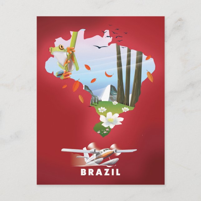 Brasilien Illustrerad reseposters. Vykort (Framsida)