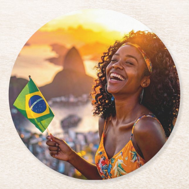 BRASILIEN - JAG ÄLSKAR BRASILIEN UNDERLÄGG PAPPER RUND (Framsidan)