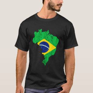 Brasilien Karta Brasiliansk Flagga Brasileiro Band T Shirt