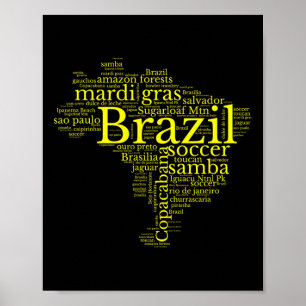 Brasilien Karta Brasiliansk Fotboll Copacana Brasi Poster