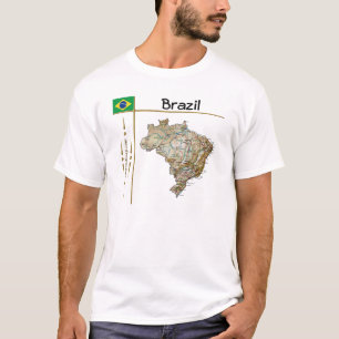 Brasilien Karta + Flagga + avdelning T-skirt Tröja