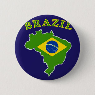 BRASILIEN karta/flagga på marinbakgrund Knapp