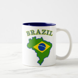 Brasilien karta/flagga Två-Tonad mugg