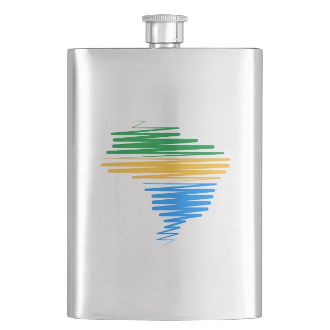 Brasilien karta gräns med brasilianska flagga med  fickplunta (Framsidan)