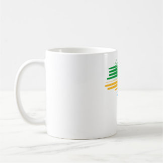 Brasilien karta gräns med brasilianska flagga med  kaffemugg