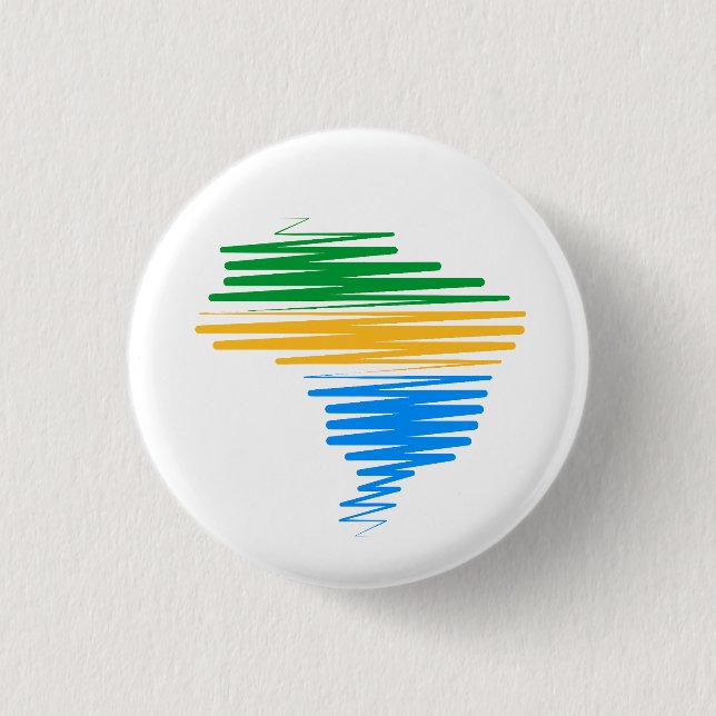 Brasilien karta gräns med brasilianska flagga med  knapp (Framsida)