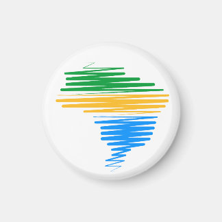 Brasilien karta gräns med brasilianska flagga med  magnet