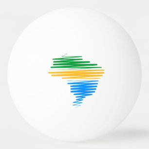 Brasilien karta gräns med brasilianska flagga med pingisboll