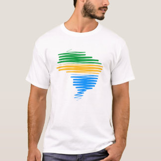 Brasilien karta gräns med brasilianska flagga med t shirt