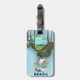 Brasilien karta Illustrerad reseposter Bagagebricka