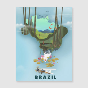 Brasilien karta Illustrerad reseposters