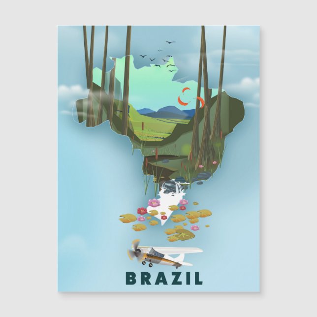 Brasilien karta Illustrerad reseposters (Framsida)