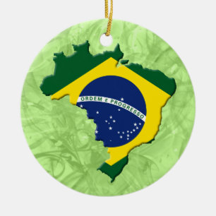 Brasilien karta julgransprydnad keramik