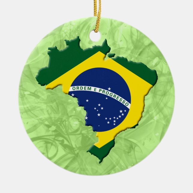 Brasilien karta julgransprydnad keramik (Framsidan)