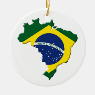 Brasilien karta julgransprydnad keramik