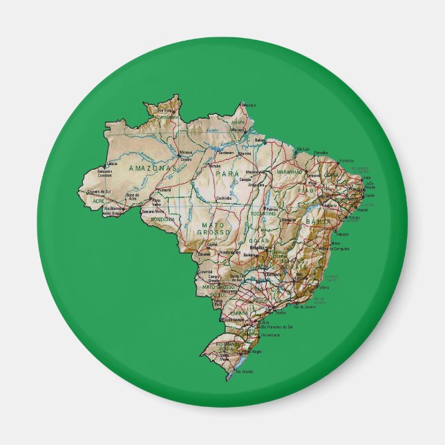 Brasilien Karta Magnet (Framsidan)