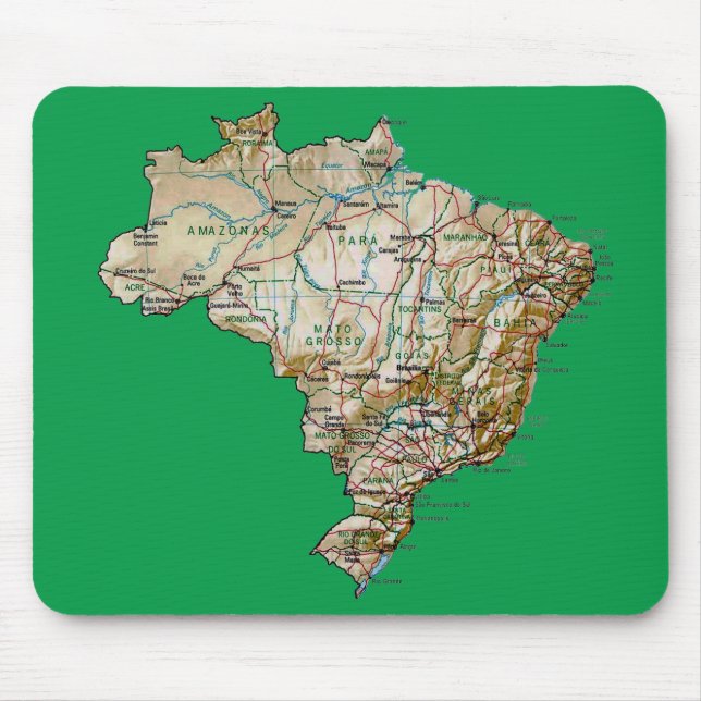 Brasilien karta Mousepad Musmatta (Framsidan)