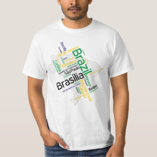 Brasilien Karta Silhouette City Namn Ord Cloud T Shirt