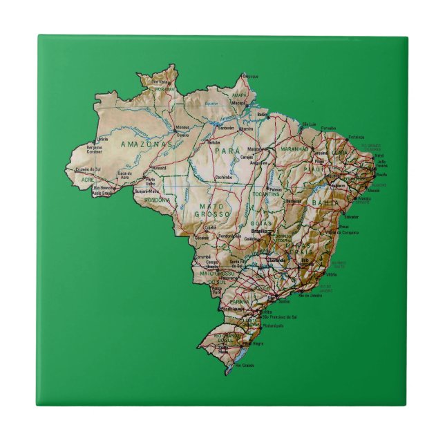 Brasilien Karta Tile Kakelplatta (Framsidan)