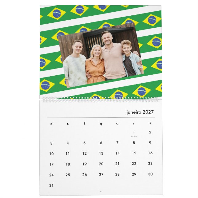 Brasilien | Lägg till ditt foto-brasilianska Flagg Kalender (Jan 2027)