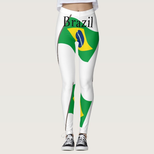 Brasilien Landsflagga Thunder_Cove Leggings (Framsida)