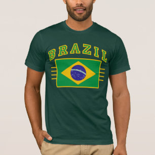 Brasilien med Flagga Tee Shirt