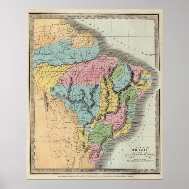 Brasilien med Guyana och Paraguay Poster (Framsidan)