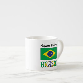 Brasilien och Brasilianska flaggan med ditt namn Espressomugg