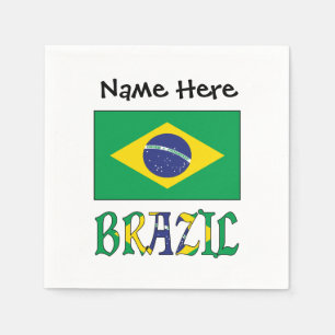 Brasilien och Brasiliens flagga med ditt namn Pappersservett