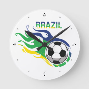 Brasilien och fotboll rund klocka