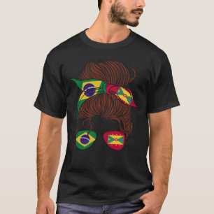 Brasilien och Grenada Mix Halva Brasiliansk halv G T Shirt