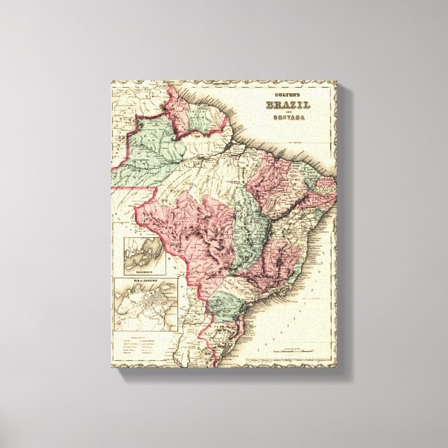 Brasilien och GuayanaPanoramic MapBrasilien Canvastryck (Framsida)