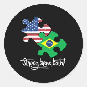 Brasilien och USA 4 juli Independence day Tee Runt Klistermärke