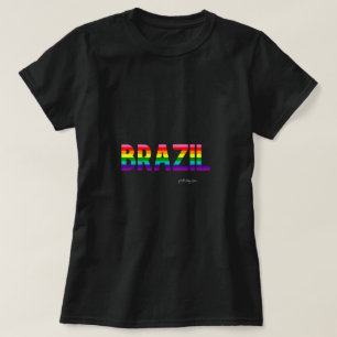 Brasilien Pride T Shirt Rainbow Flagga W.