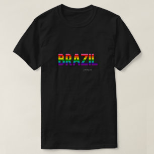 Brasilien Pride T Shirt Regnbåge Flagga