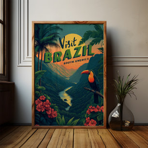 Brasilien Regnskog Tucan Vintage Resa Poster
