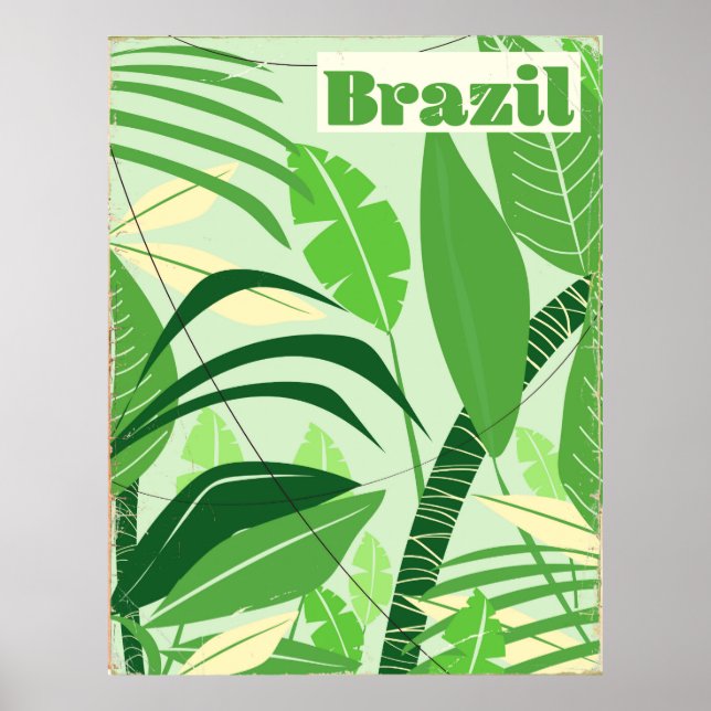 Brasilien Regnskog Vintage-stil semesterutskrift Poster (Framsidan)