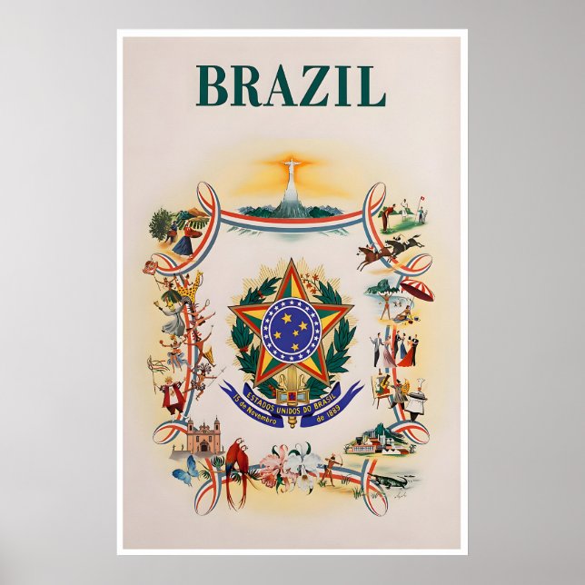 Brasilien Resa Poster Brasiliansk Tryck Världen (Framsidan)