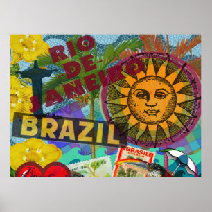 Brasilien Rio Collage Sol Sydamerika Poster