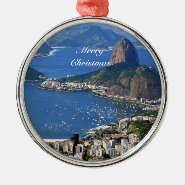 Brasilien: Rio de Janeiro-landskapet - God jul Julgransprydnad Metall (Framsidan)