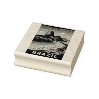 Brasilien Rio De Janeiro Original Art Wood Bläck F Stämpel