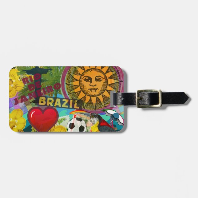 Brasilien Rio de Janiero Sol Travel Colorful Art Bagagebricka (Horisontell Framsida)
