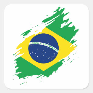 Brasilien Ripping Flagga National Pride Sportfanta Fyrkantigt Klistermärke