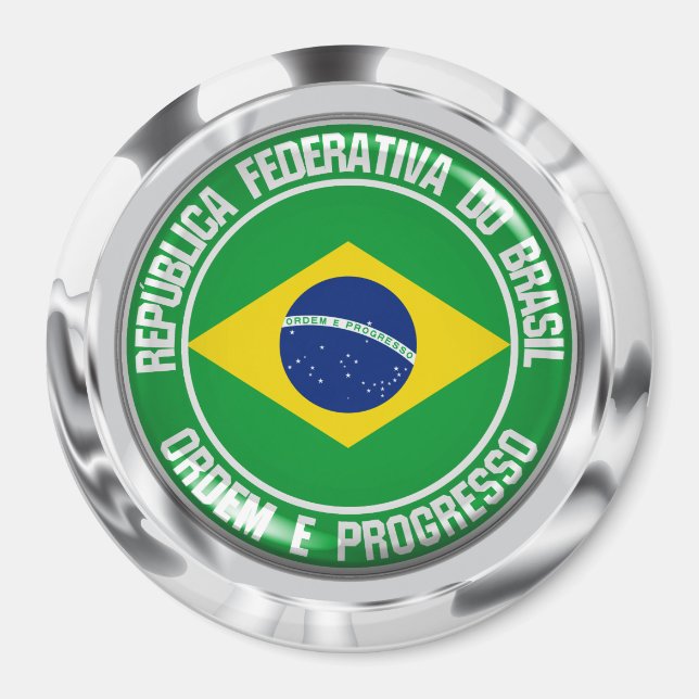 Brasilien Round Emblem Magnet (Framsidan)