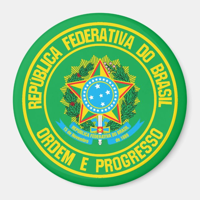 Brasilien Round Emblem Magnet (Framsidan)