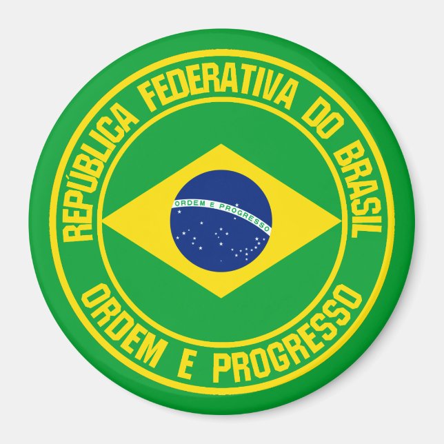 Brasilien Round Emblem Magnet (Framsidan)