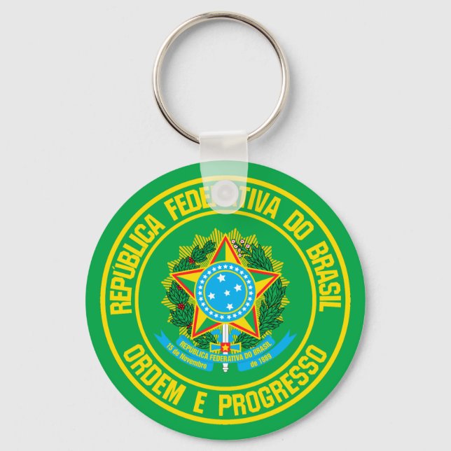Brasilien Round Emblem Nyckelring (Framsida)