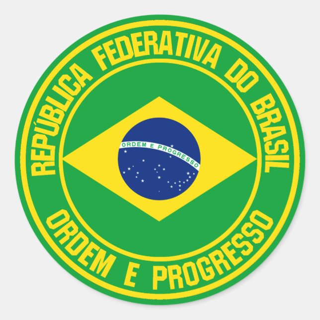 Brasilien Round Emblem Runt Klistermärke (Framsida)